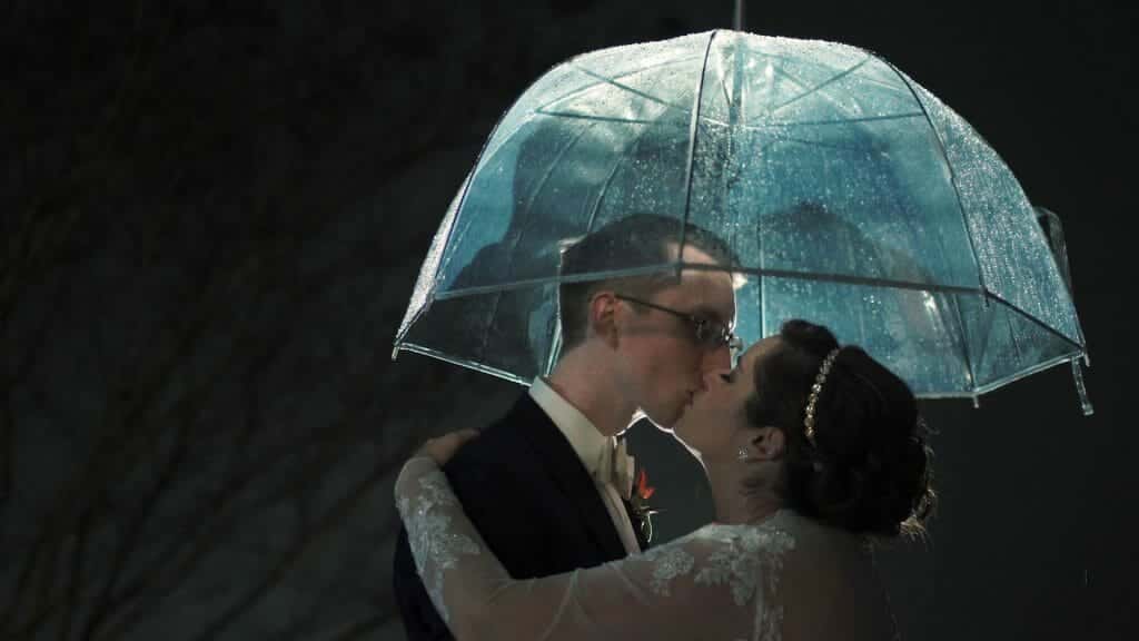 Bride and Groom Clear Rain Umbrella